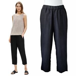 Eileen Fisher Black Linen Ankle Pants Petite Small
